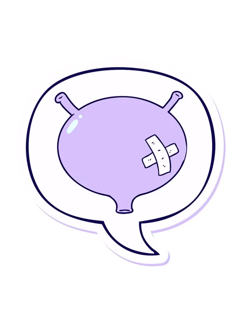 Neon light effect animation of cartoon bladder with speech bubble sticker Stock Footage 324347755