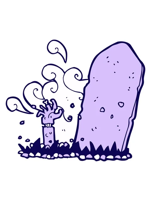 Neon light effect animation of cartoon zombie rising from grave Stock Footage 324374085
