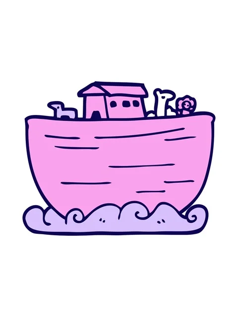 Neon light effect animation of cartoon doodle noahs ark Stock Footage 324379300