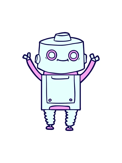 Neon light effect animation of a cartoon android Stock Footage 324390668