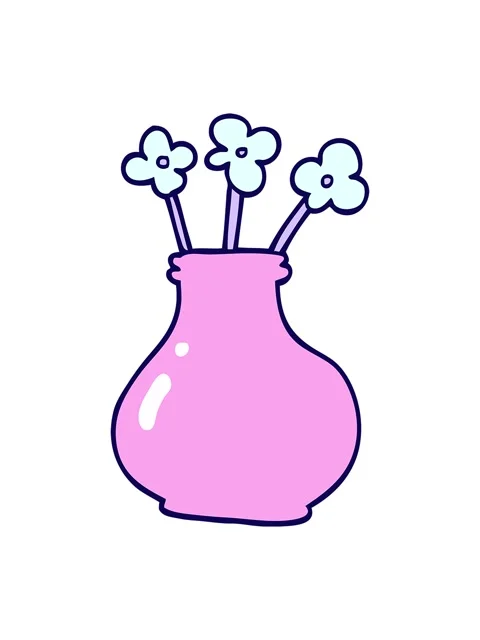 Neon light effect animation of cartoon doodle vase with flowers Stock Footage 324391996