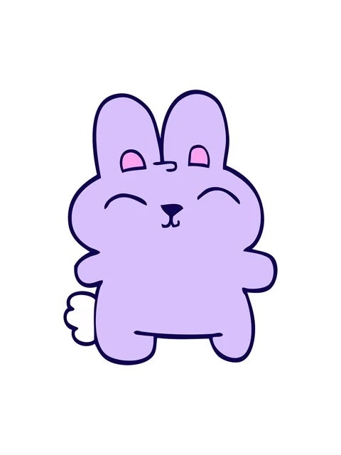 Neon light effect animation of cartoon doodle grey rabbit Stock Footage 324423020