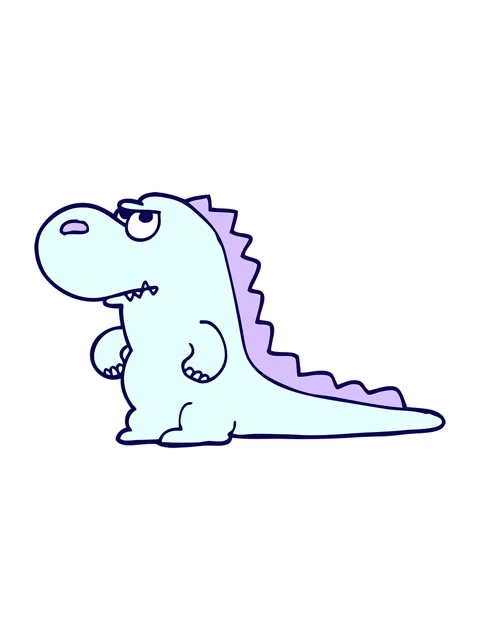 Neon light effect animation of cartoon doodle annoyed dinosaur Stock Footage 324437020