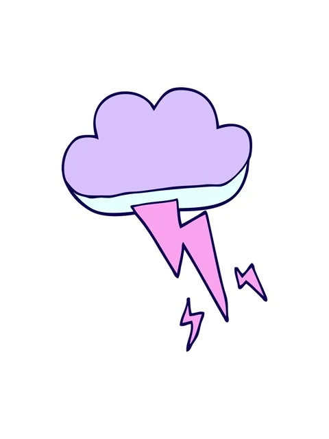 Neon light effect animation of cartoon doodle thundercloud and lightning Stock Footage 324465888