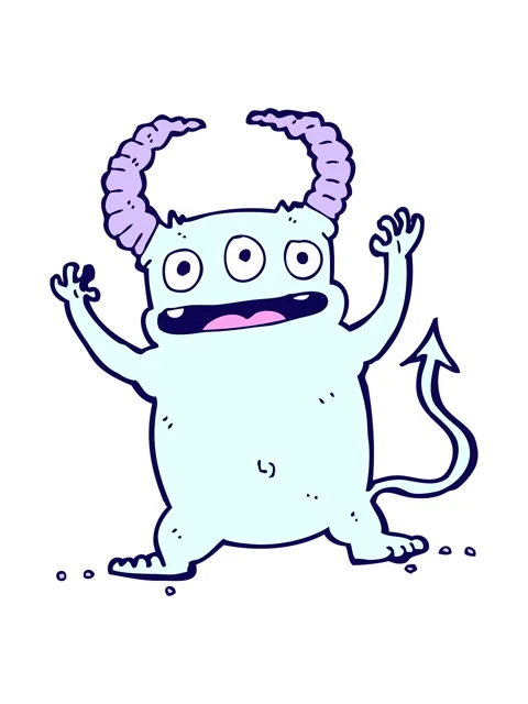 Neon light effect animation of cartoon little devil Stock Footage 324475417