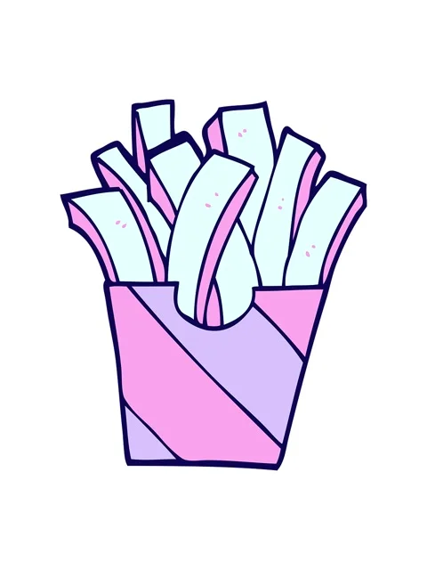 Neon light effect animation of cartoon doodle takeout fries Stock Footage 324493829