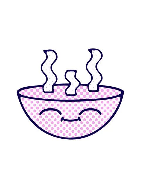 Neon light effect animation of comic book style cartoon of a bowl of hot soup Stock Footage 324181203