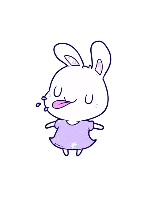 Neon light effect animation of cute cartoon rabbit blowing raspberry Stock Footage 324282823