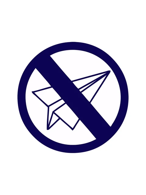 Neon light effect animation of cute cartoon of a no paper aeroplanes allowed Stock Footage 324418360