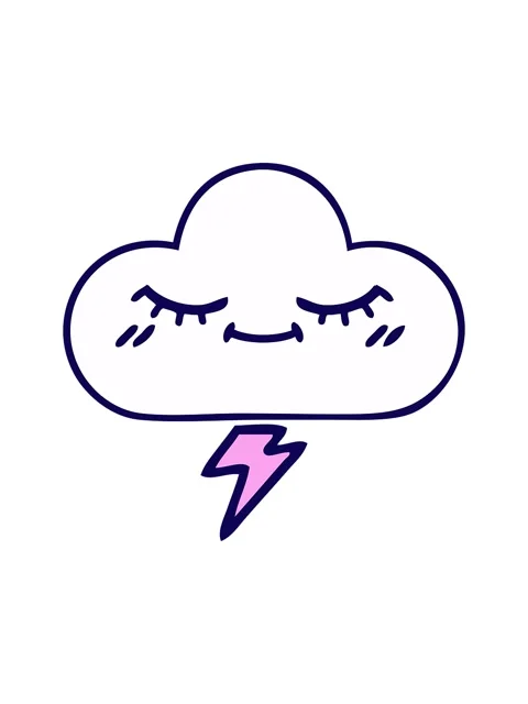 Neon light effect animation of cute cartoon of a thunder cloud image Stock Footage 324456235