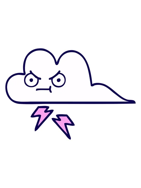 Neon light effect animation of cute cartoon of a thunder cloud Stock Footage 324481672