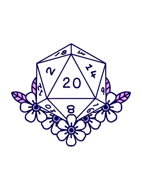 Neon light effect animation of D20 dice roll with floral element Stock Footage 324131152