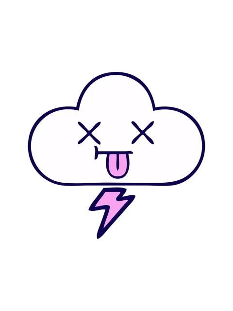 Neon light effect animation of gradient shaded cartoon of a thunder cloud Stock Footage 324383570