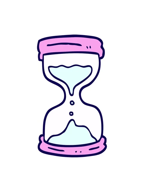 Neon light effect animation of hand drawn doodle style cartoon hourglass Stock Footage 323598897