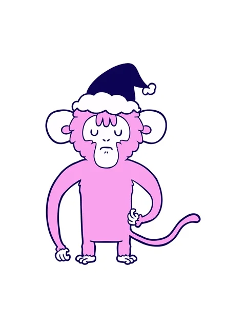 Neon light effect animation of hand drawn line drawing of a monkey scratchi.. Stock Footage 324464580