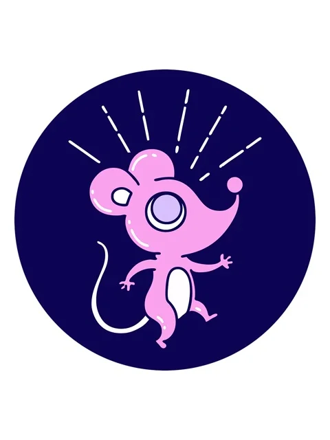 Neon light effect animation of icon of a tattoo style mouse character Stock Footage 324074412