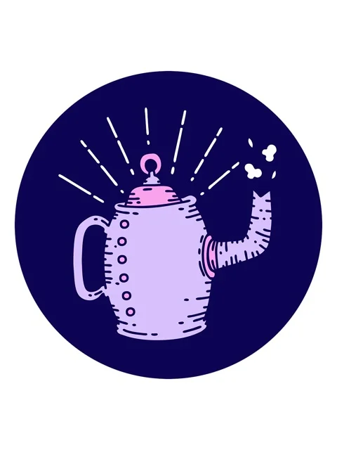 Neon light effect animation of icon of a tattoo style old coffee pot steaming Stock Footage 324411582