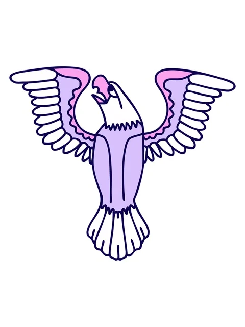 Neon light effect animation of iconic tattoo style image of an american eagle Stock Footage 324479670