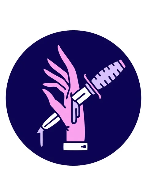 Neon light effect animation of  image of a dagger in the hand Stock Footage 324309216