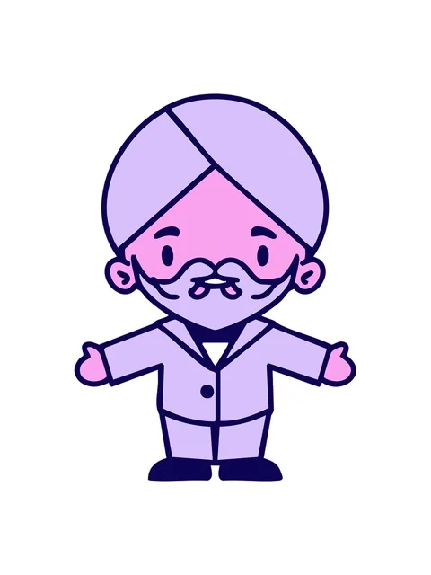 Neon light effect animation of indian man with turban and modern suit cartoon Stock Footage 324109343