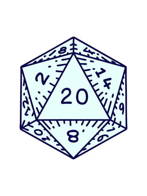 Neon light effect animation of Retro Tattoo Style D20 dice roll Stock Footage 324057778