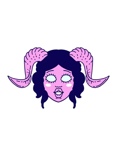 Neon light effect animation of Retro Tattoo Style tiefling character face Stock Footage 324236632