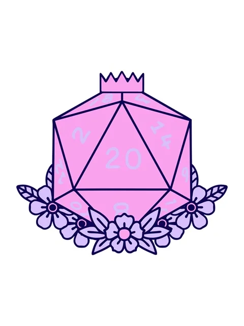 Neon light effect animation of roll 20 D20 dice roll with floral elements Stock Footage 324368285