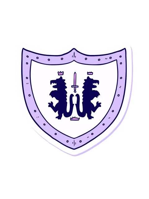Neon light effect animation of sticker of a cartoon heraldic shield Stock Footage 324197073