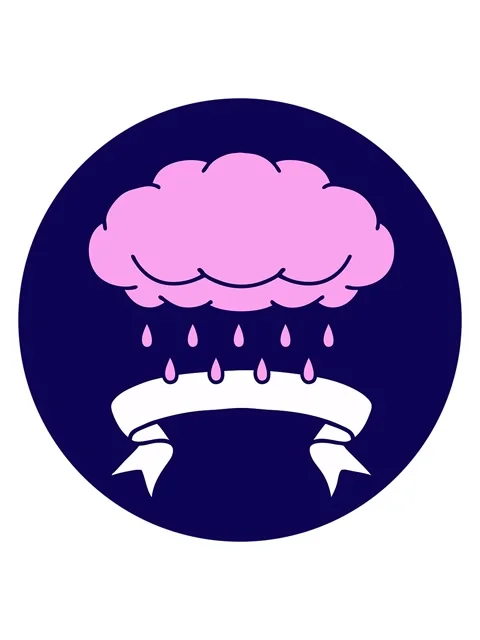 Neon light effect animation of tattoo style icon with banner of a cloud raini Video stock 324289829