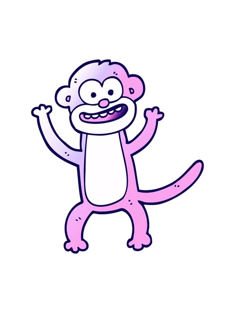 Neon light effect animation of vector gradient illustration cartoon monkey Stock Footage 324089980