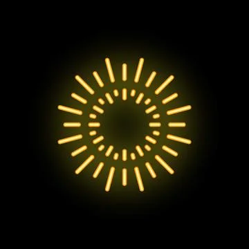 Neon light effect creating a sun shape on a black background Stock Illustration