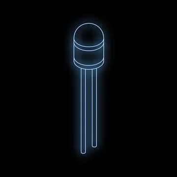 Neon light effect glowing diode transistor on dark background Stock Illustration