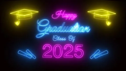 Neon light effect happy graduation 2025 green screen background Stock Footage 300818409