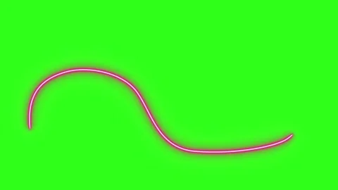 Neon light effect line design animation on green screen, chroma key Stockbeeldmateriaal 334636583
