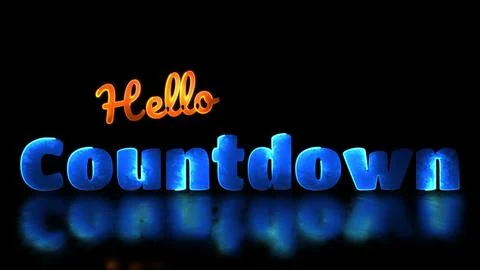 Neon light effect loop countdown text black background Stock Illustration