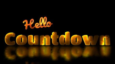 Neon light effect loop countdown text black background Illustrazione stock