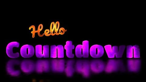 Neon light effect loop countdown text black background Illustrazione stock