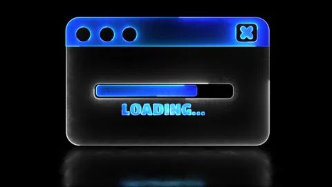 Neon light effect loop download icon window, black background Illustrazione stock