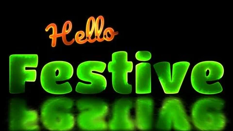 Neon light effect loop festive text black background Stock Illustration