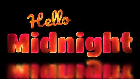 Neon light effect loop midnight text black background Stock Illustration