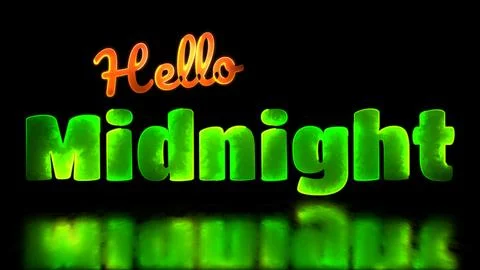 Neon light effect loop midnight text black background Stock Illustration