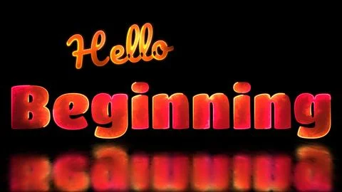 Neon light effect loop text beginning black background Stock Illustration