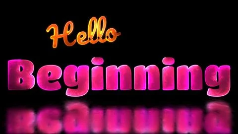 Neon light effect loop text beginning black background Stock Illustration