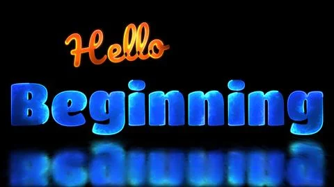 Neon light effect loop text beginning black background Illustrazione stock