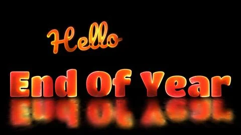 Neon light effect looping end of year text black background Illustrazione stock