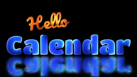 Neon light effect repeating calendar text black background Stock Illustration