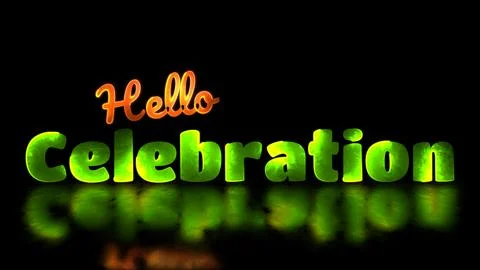 Neon light effect repeating celebration text black background Illustrazione stock