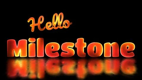 Neon light effect repeating milestone text black background Illustrazione stock