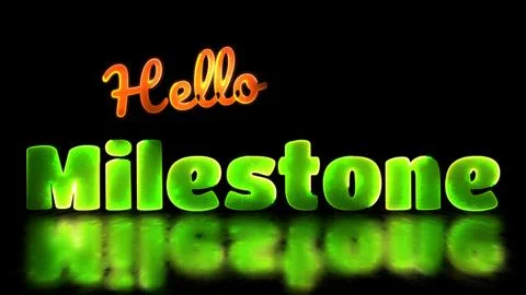 Neon light effect repeating milestone text black background Stock-Illustration