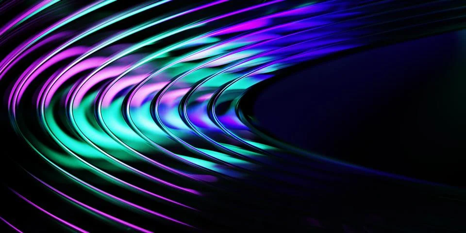Neon light effect speed line glow circle ring. Abstract energy wave or magic Illustrazione stock